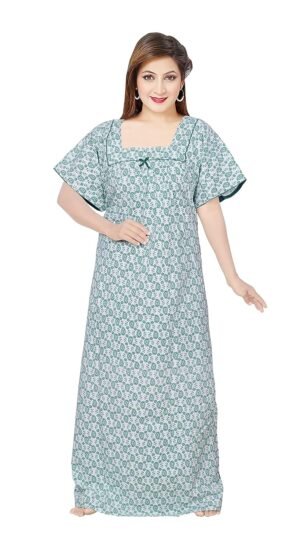 STYLACLUE Women's Pure Cotton Square Neck Printed Square Neck Nighty for Women's 3XL