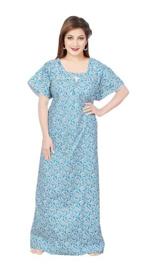 STYLACLUE Women's Pure Cotton Square Neck Printed Square Neck Nighty for Women's 3XL
