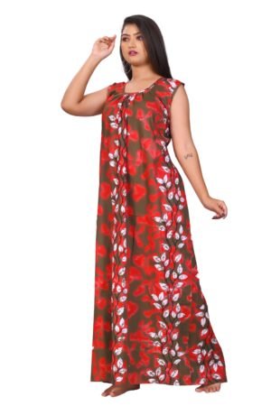 Fabimi Women's Sleeveless Cotton Nighty in XXL Size - Comfortable and Stylish - Red