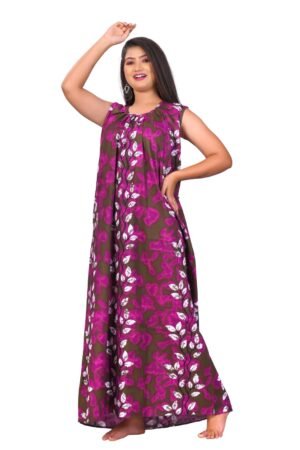 Fabimi Women's Sleeveless Cotton Nighty in XXL Size - Comfortable and Stylish - Maganta