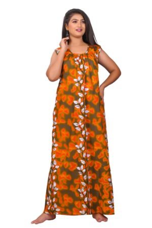 Fabimi Women's Sleeveless Cotton Nighty in XXL Size - Comfortable and Stylish - Orange