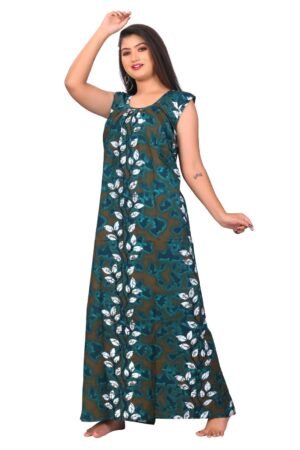 Fabimi Women's Sleeveless Cotton Nighty in XXL Size - Comfortable and Stylish - Rama Green