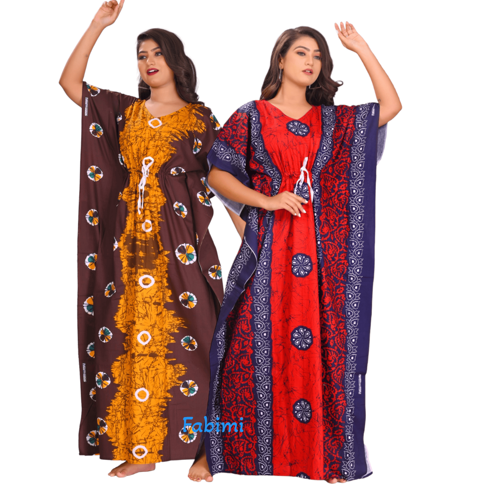 Fabimi Women's 2-Pack Cotton Kaftan Nightgowns: Sleep in Style and Comfort (Large Size)