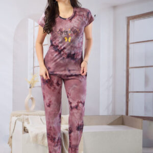 Fabimi Tie-Dye Night Suit for Women with Double Pocket – Available in Sizes M, L, XL, XXL, 3XL, 4XL – Premium Sincker Fabric
