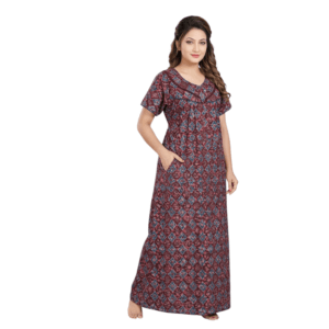 Bizzy Lizzy Nighty for Women 2XL | Soft & Breathable Maxi Nightdress | Comfortable Printed Sleepwear & Home Wear | Chest 52", Length 58", Shoulder 18"
